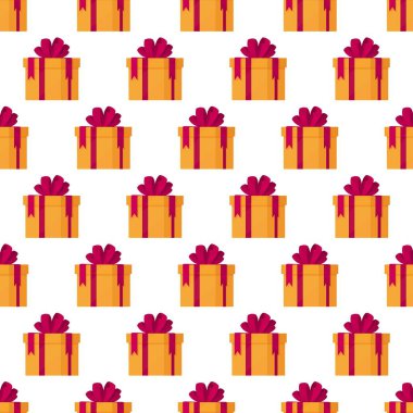 Vektör illüstrasyon modeli. Güzel ambalaj kağıdı. Paketlenmiş kutular beyaz arkaplanda izole edilmiş. Yeni yıl için bitmeyen hediye çizimleri.. 