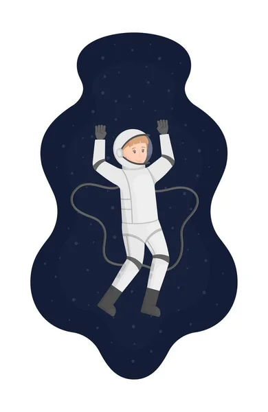 Vektorillustration Eines Astronauten Isoliert Auf Schwarzem Hintergrund Astronaut Schwebt Der — Stockvektor
