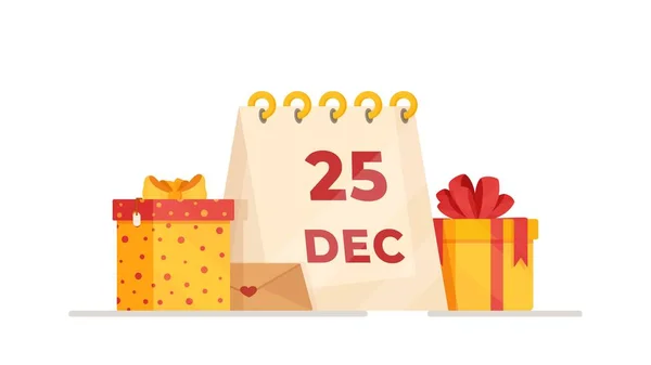 Векторная Иллюстрация Декабрьского Календаря Декабря Счастливого Рождества Календарь Подарками Белом — стоковый вектор