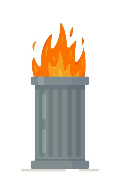 Ilustración Vectorial Basura Fuego Quemando Basura Podpal Violación Reglas Daño — Archivo Imágenes Vectoriales