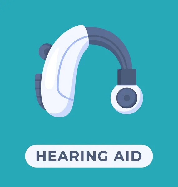 Εικονογράφηση Διανύσματος Ενός Ακουστικού Βοηθήματος Που Απομονώνεται Μπλε Φόντο Βοήθεια — Διανυσματικό Αρχείο