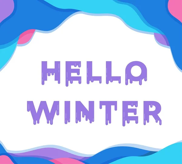 こんにちは冬のベクトルイラスト 冬の到来の概念 新しいシーズンだ 新年のラッシュ 冬の雰囲気 — ストックベクタ