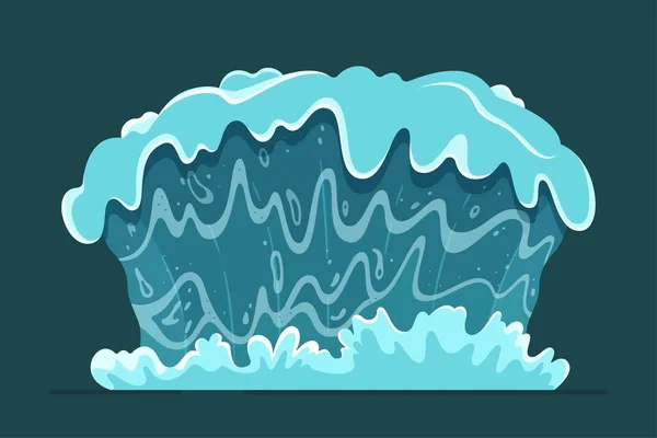 Vektorillustration Isolierte Tsunami Große Blaue Ozeanwelle Flach Naturkatastrophe Konzept Auf — Stockvektor