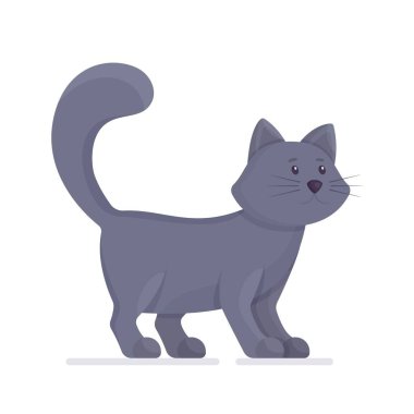 The sulfur furry seal is isolated on a white background. Vector illustration of a pet. Adorable gray kitten. 