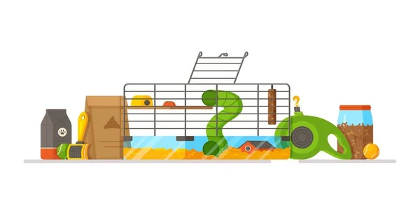 Vector Illustration Hamster Cage Concept Different Things Animals Hamster Cage — ストックベクタ