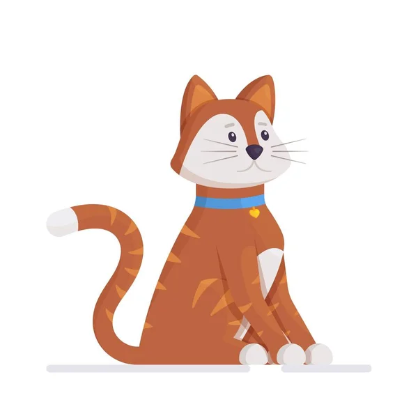 Adorable Ginger Kitten Isolated White Background Vector Illustration Cute Funny — Stockový vektor