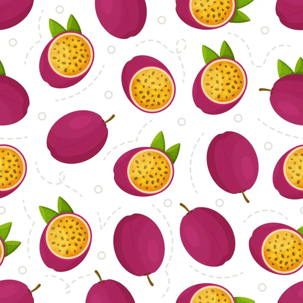 Een Sappig Passievrucht Patroon Vector Illustratie Van Passie Fruit Patroon — Stockvector