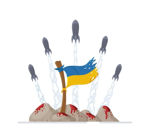 Guerra Entre Rússia Ucrânia 2022 Ilustração Vetorial Invasão Solo Ucraniano — Vetor de Stock