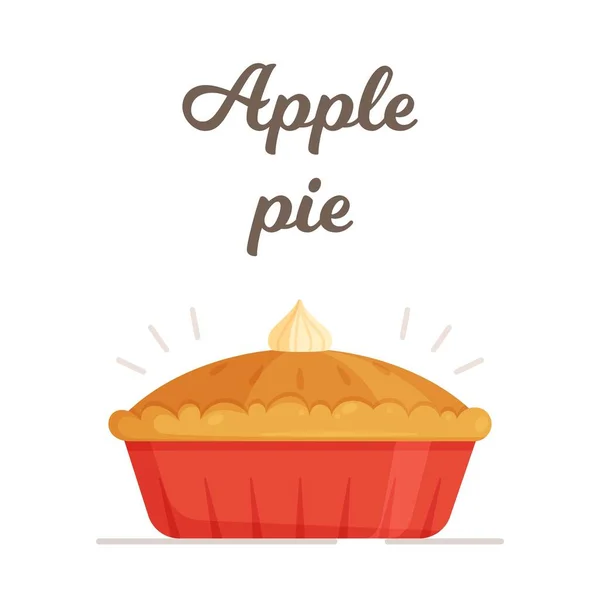 Fragrant Delicious Apple Pie Vector Illustration Isolated Freshly Baked Pie — Vector de stock