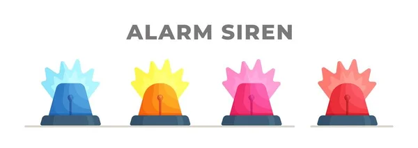 Set Fire Sirens Different Colors Vector Illustration Four Brightly Colored — Stock Vector