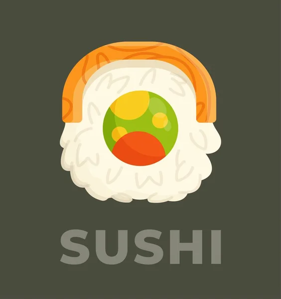 Deliziosi Panini Con Pesce Rosso Illustrazione Vettoriale Sushi Isolato Sfondo — Vettoriale Stock