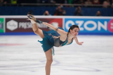 Saint Petersburg, Rusya - 25 Aralık 2021: Rus milli takımı 2022 Artistik Patinaj. Kadınlar - Serbest Paten. Elizaveta Tuktamysheva.