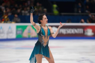 Saint Petersburg, Rusya - 25 Aralık 2021: Rus milli takımı 2022 Artistik Patinaj. Kadınlar - Serbest Paten. Elizaveta Tuktamysheva.