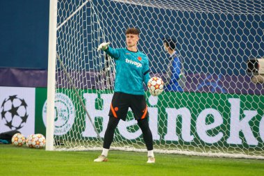 Saint Petersburg, Rusya - 8 Aralık 2021: Futbol, UEFA Şampiyonlar Ligi. H. Zenit grubu Chelsea 'ye karşı. Kepa Oyuncuları
