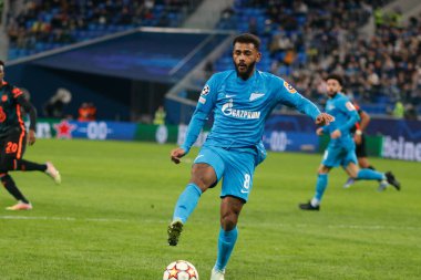 Saint Petersburg, Rusya - 8 Aralık 2021: Futbol, UEFA Şampiyonlar Ligi. H. Zenit grubu Chelsea 'ye karşı. Wendel Oyuncuları