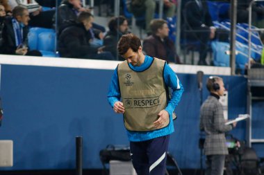 Saint Petersburg, Rusya - 8 Aralık 2021: Futbol, UEFA Şampiyonlar Ligi. H. Zenit grubu Chelsea 'ye karşı. Oyuncular Alexander Erokhin
