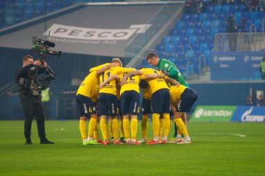 Saint Petersburg, Rusya - 03 Aralık 2021: Futbol. Rusya Premier Ligi 2021-2022. Zenit Futbol Kulübü - Rostov. Futbol kulübü Dmitry Poloz 'un oyuncusu.