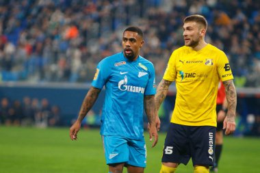 Saint Petersburg, Rusya - 03 Aralık 2021: Futbol. Rusya Premier Ligi 2021-2022. Zenit Futbol Kulübü - Rostov. Futbol kulübü Malcom 'un oyuncusu.