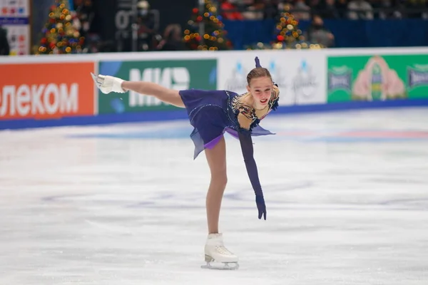 ロシアのサンクトペテルブルク 12月2021 フィギュアスケートのロシア国民2022 フリースケート アナスタシア ジニーナ — ストック写真