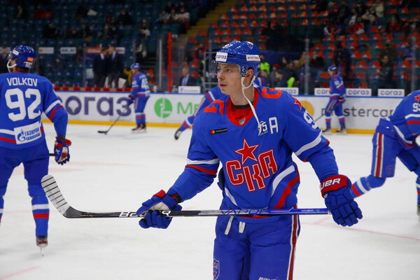 Nikita Gusev (97) of SKA Saint Petersburg seen in action during the 2021-22 KHL Regular season of the Kontinental Hockey League between SKA Saint Petersburg and CSKA Moscow at the Ice Sports Palace