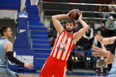 Saint Petersburg, Rusya - 03 Aralık 2021: Basketbol. Euroleague 2021-2022, BC Zenit vs Crvena Zvezda. Basketbol kulübü oyuncusu Stefan Markovic