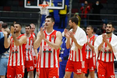 Saint Petersburg, Rusya - 03 Aralık 2021: Basketbol. Euroleague 2021-2022, BC Zenit vs Crvena Zvezda. Basketbol kulübü Luka Mitroviç 'in oyuncusu