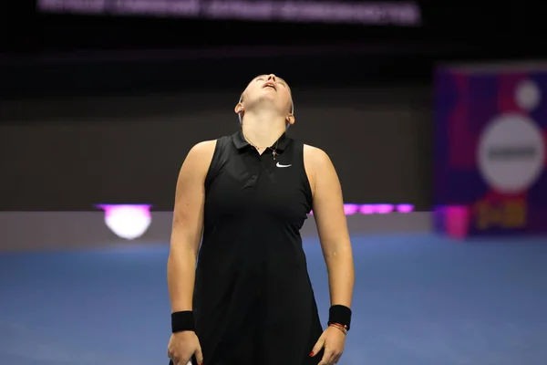 San Petersburgo Rusia Febrero 2022 Jelena Ostapenko Letonia Juega Contra — Foto de Stock