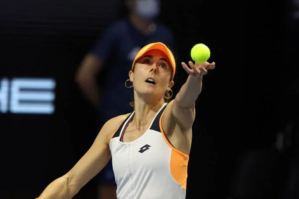 Petersburg Rosja Lutego 2022 Alize Cornet Francji Gra Przeciwko Elise — Zdjęcie stockowe