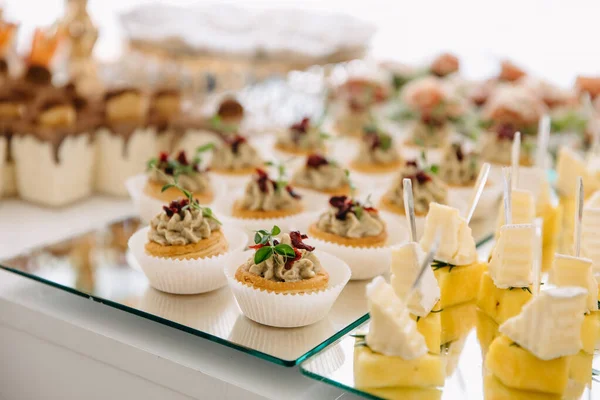 Various Appetizers Buffet Table Reception — Stock Photo, Image
