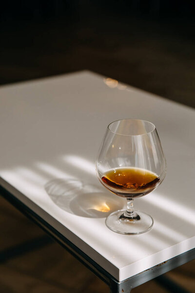 Glass Whiskey Table Sunlight Stock Image