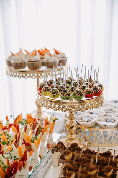 Pop Cakes Stand Buffet Various Appetizers Table Reception Royalty Free Stock Photos