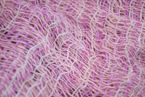 Vestiti Artigianato Rosa Chiaro Sfondo Bianco Dettaglio Vicino Della Sciarpa — Foto Stock