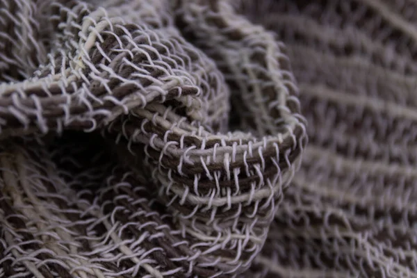 Beyaz Arkaplanda Doğal El Sanatları Giysileri. Tayland 'ın Kuzey Köyleri' nde el yapımı pamuk eşarp, tasarım dokusu ve deseninin ayrıntılarını kapatın.