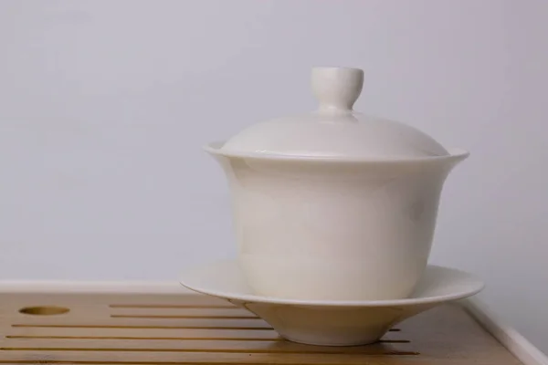 Tasse Thé Chinoise Sur Fond Blanc — Photo