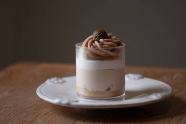 Kapatın. Kremalı kahve. 