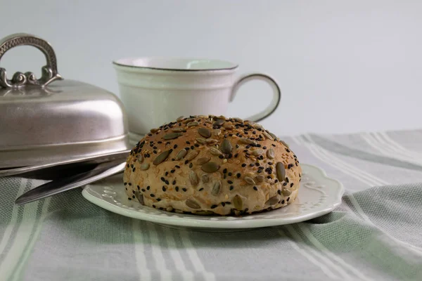 Modern Lifestyle Starting New Day Organic Healthy Bread —  Fotos de Stock