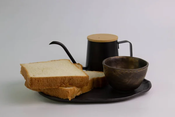 Organic Soft Bread Breakfast Dripping Coffee — Stock Photo, Image