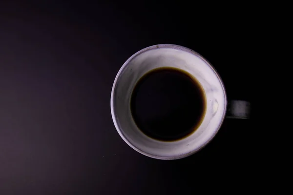 Close Black Coffee Black Background — Stock Photo, Image