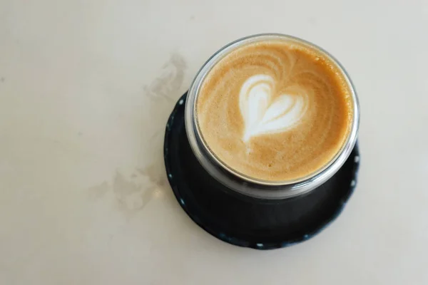 Happy Coffee Break Latte Coffee White Background — Stock Photo, Image