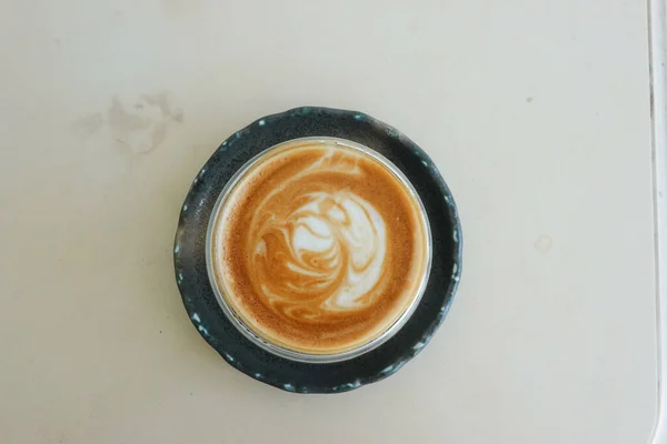 Latte Kawa Szczęśliwą Przerwę Kawę — Zdjęcie stockowe