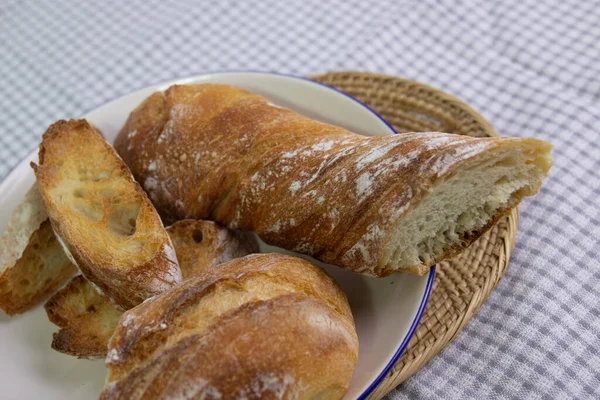 Fechar Pão Francês Tradicional Baguette — Fotografia de Stock