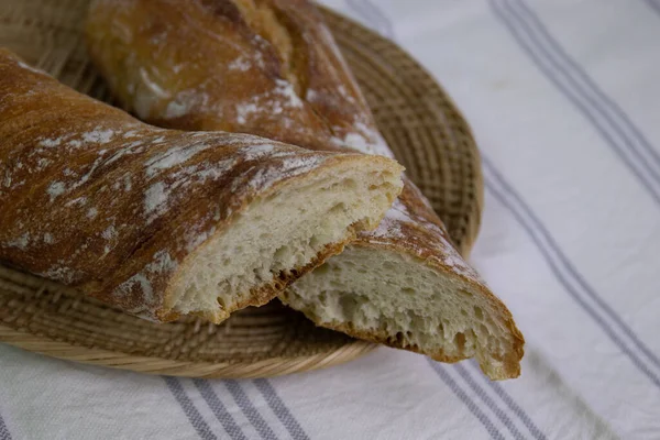 Primo Piano Pane Francese Tradizionale Baguette — Foto Stock