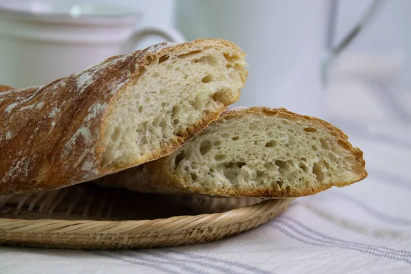 Fechar Pão Francês Tradicional Baguette — Fotografia de Stock