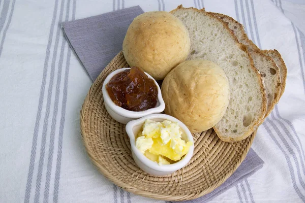 Bread Basket Croissants Bun Soft Bread — Fotografia de Stock