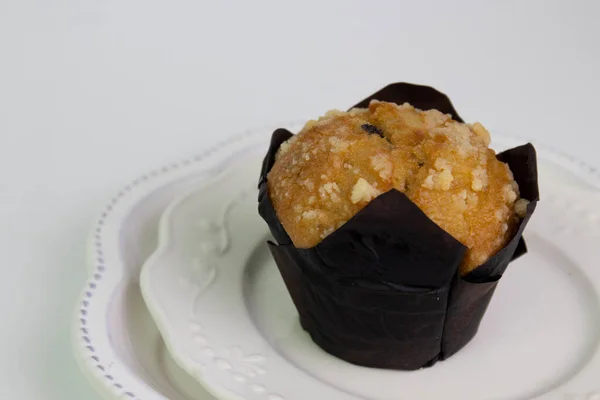 Blueberry Muffin Vit Bakgrund — Stockfoto