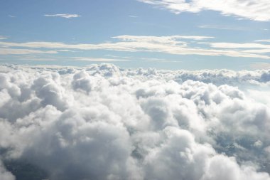 Fluffy Clouds in Summer , view from airplane