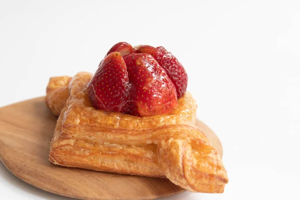 Traditional Danish Dessert Delicious Strawberry Pastry — Stok fotoğraf