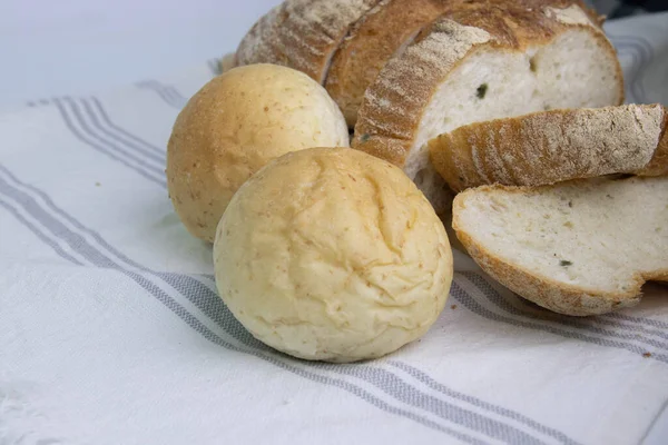 Bread Basket Croissants Bun Soft Bread — Stok Foto