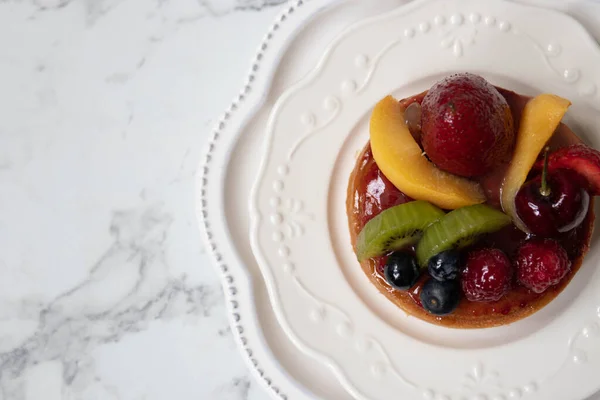 Dessert Sucré Pâtisserie Danoise Tarte Aux Fruits Mélangés — Photo