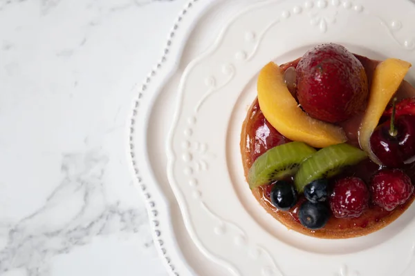 Dessert Sucré Pâtisserie Danoise Tarte Aux Fruits Mélangés — Photo